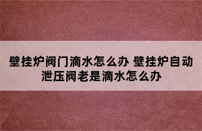 壁挂炉阀门滴水怎么办 壁挂炉自动泄压阀老是滴水怎么办